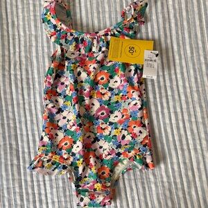 GAP NWT size 3 Girls Floral Ruffle One-Piece Swimsuit